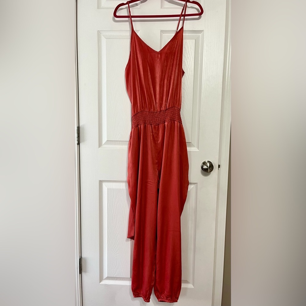 And Now This Coral Satin jumpsuit